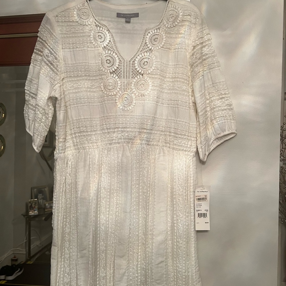 NY Collection White Sundress